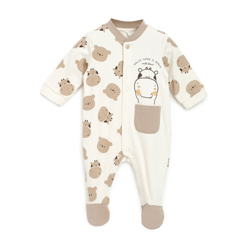 Infants Natural Printed Front Opening Babysuit image number 0